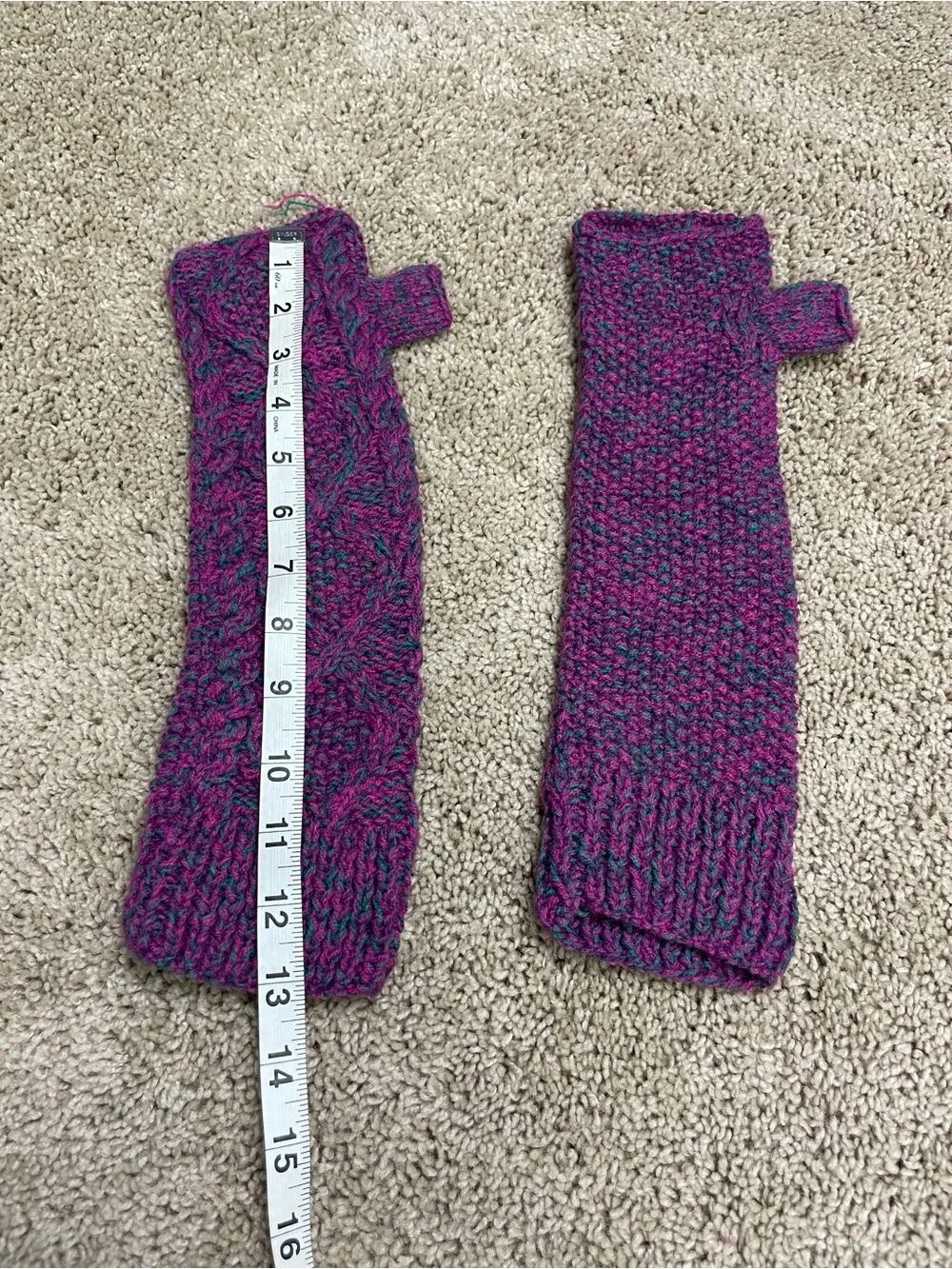Urban Outfitters Purple & Teal Knit Fingerless Mittens